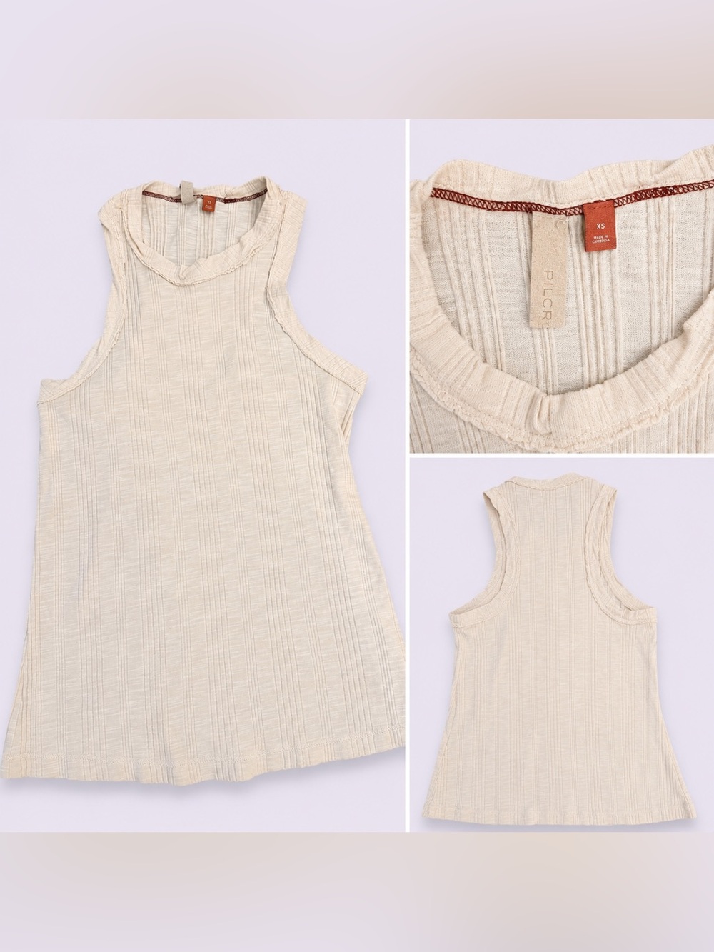 Pilcro Beige Ribbed Tank Top